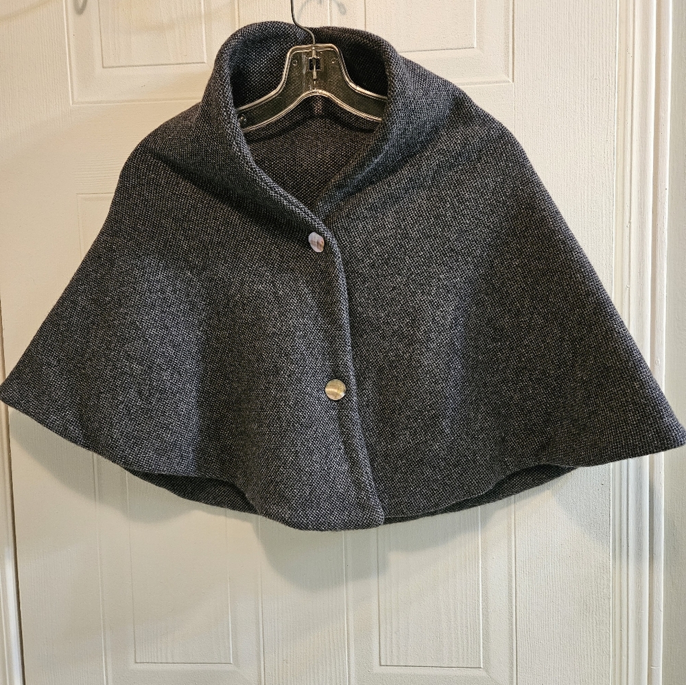 VINTAGE Blue and Grey Wool Cape